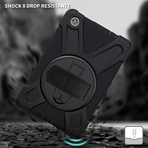 Étui Lenovo Tab M8 avec support rotatif et coque de protection noire résistante