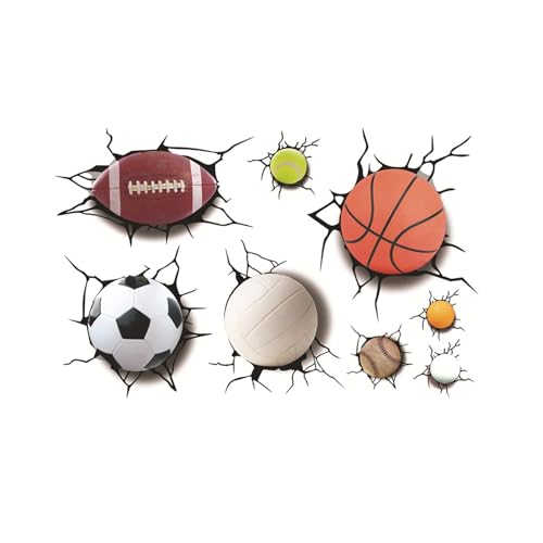 Vinilo Decorativo 3D Balones Deportivos para Pared 60x40 cm