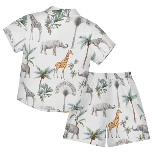 CaTaKu Boys Hawaiian Button-Down Shirts and Short Sets, Boys Summer Outfits 2 Piece Clothes Set Size 3-10T2