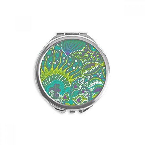 Miroir rond de poche poisson abstrait vert 2,6 pouces pour retouches maquillage