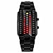 TONSHEN Binaire Montre Bracelet Hommes Digital Conception Unique Jaune et Rouge LED Lumière Cool Acier Inoxydable Montre Date Calendrier Mode Rectangulaire Bordure Montres Homme