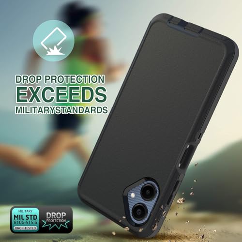 Image of Case for Galaxy A06, Heavy-Duty Tough Rugged Shockproof Drop Protective Cover Cases for Samsung Galaxy A06, Black