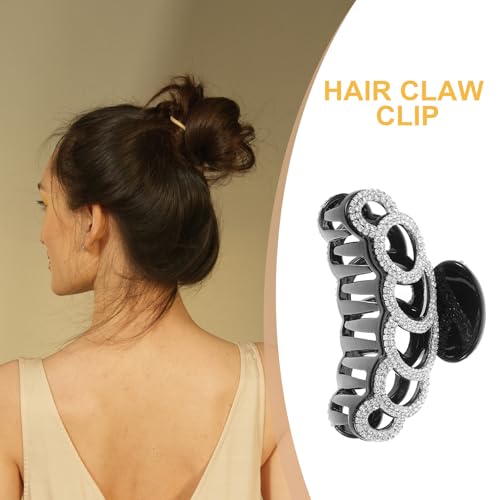 Pinzas grandes para cabello Lurrose con cristales, color negro miniatura 6