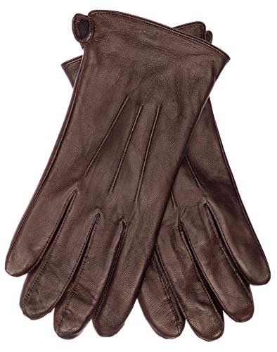 EEM guantes de cuero para hombre, cuero italiano suave, función táctil, forro polar, marrón XL Cover
