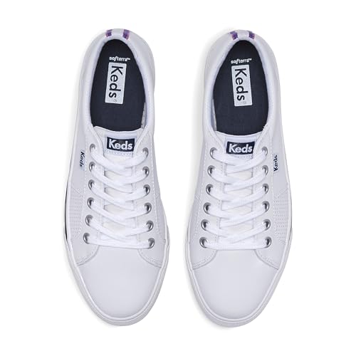 Image of Keds Jump Kick Duo Lace Up, Sneaker Womens, White Leather Webbing, 6.5 Medium