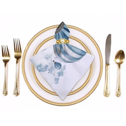 Servilletas de tela cuadradas azul diseño floral 18.7 x 18.7 in 4 pcs miniatura 3