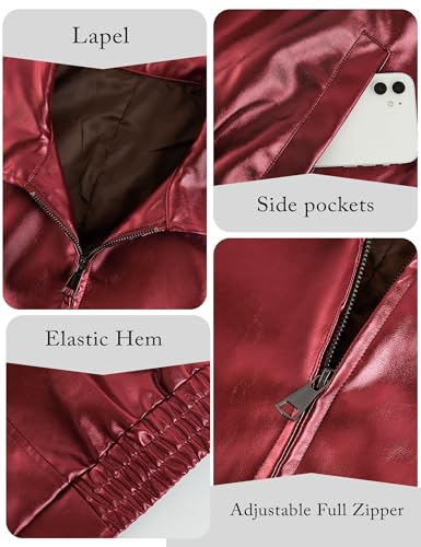 Miladusa Womens Oversized Leather Jackets Faux Casual Zip Up Trendy Bomber Motorcycle Jacket with Pockets S-XL4