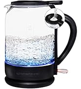 OVENTE Electric Glass Kettle 1.5 Liter 1500W Instant Hot Water Boiler Heater with ProntoFill Tech...