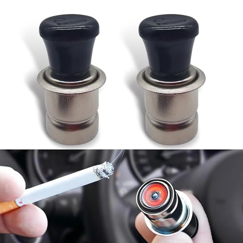 Image of gunroil 2 PCS Car Cigarette Lighter, 0.82" x 1.81" 12V Single-Head Stainless Steel Pop-Out Stainless Steel Safe Extreme Speed Heat Cigarette Lighter, Modification Parts, for Cars (Black & Silver)