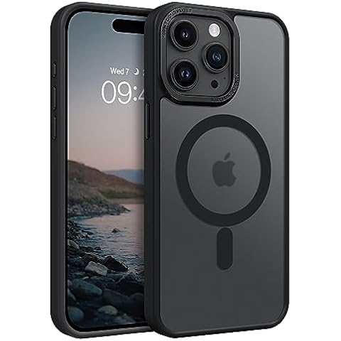 BENTOBEN for iPhone 15 Pro Max Case,[Compatible with MagSafe] iPhone 15 Pro Max Magnetic Phone Case Translucent Matte Shockproof Women Men Protective Cover Case for iPhone 15 Pro Max 6.7",Black Cover