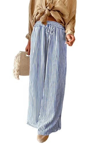 Image of Acelitt Women Drawstring Elastic Waist Wide Leg Pants with Pockets, S-XXL