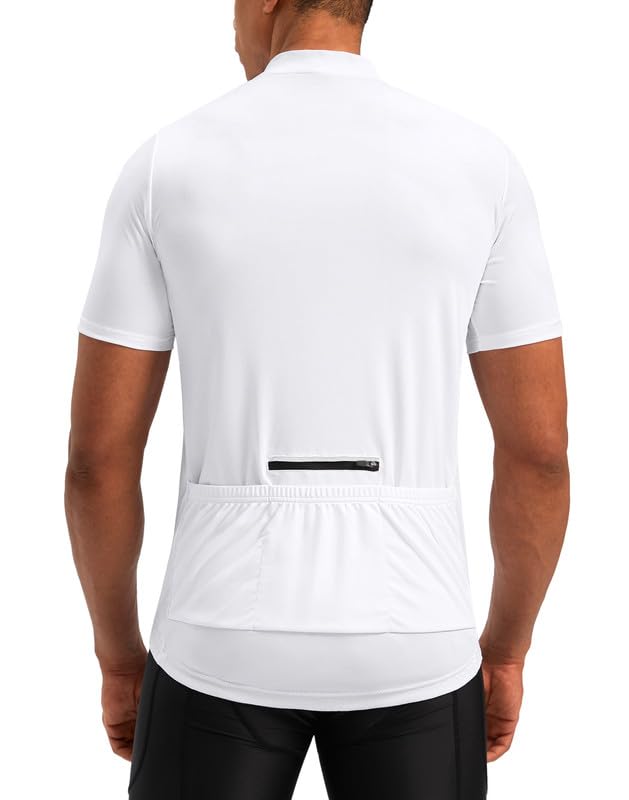 Bikewa Men's Cycling Jersey Moisture Wicking Short Sleeve UPF Half Zip Bike Road Riding Biking Shirts for Men Zipper Pockets