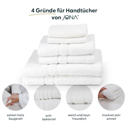 JONA SLEEP®️ Basic Handtuch Set 3 Stück | Handtuch, Duschtuch, Gästetuch | 450 g/m² Walkfrottier - schnelltrocknend, saugstark & antibakteriell - 150 Wäschen Garantie – Bild 4