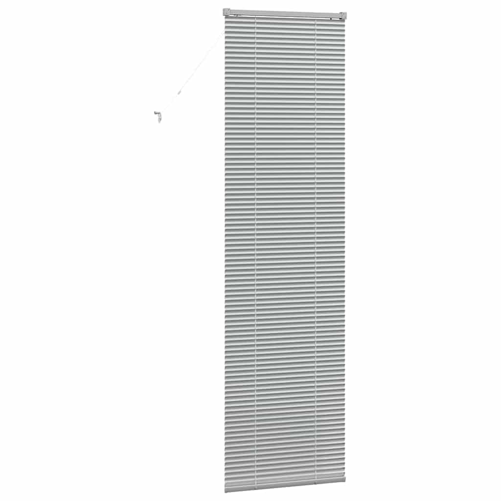 Store vénitien en aluminium avec rideaux, argenté, 220 x 65 cm, pour fenêtre, store vénitien à 4 lamelles avec protection UV et réglage manuel pour le contrôle de la lumière et l'intimité