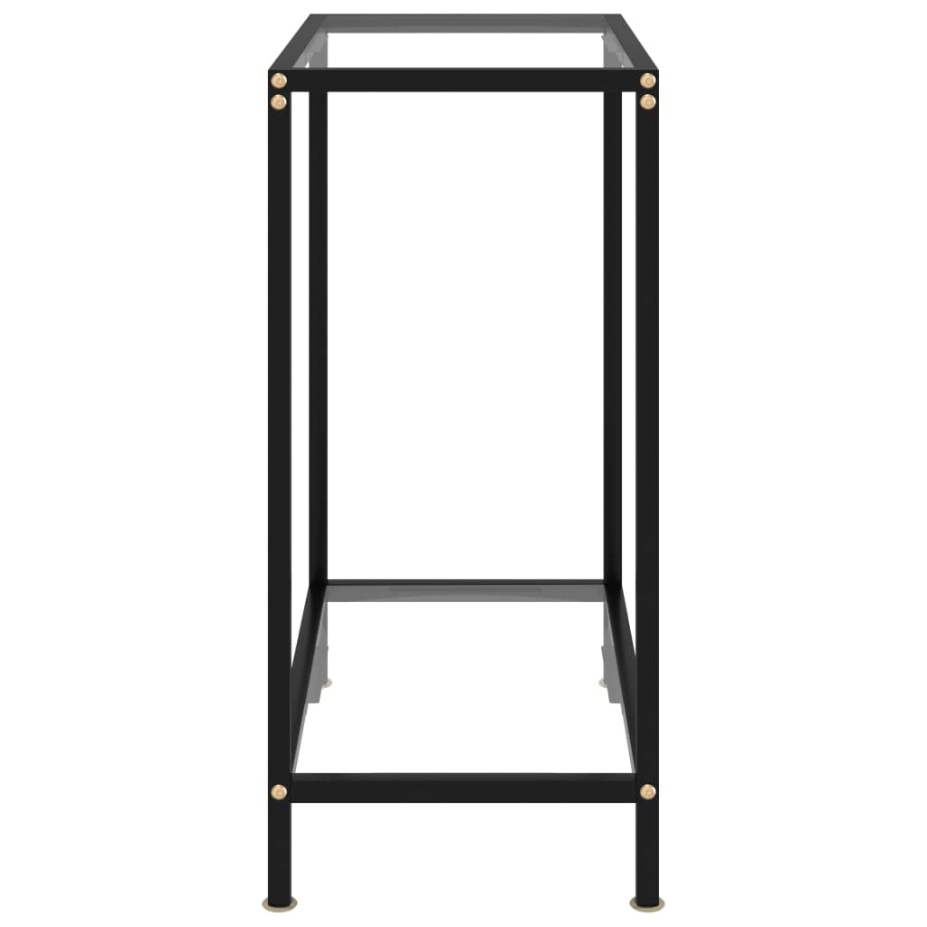 Stolik konsolowy szklany przezroczysty 60 x 35 x 75 cm szkło hartowane stolik pomocniczy z półką ze stali malowanej proszkowo