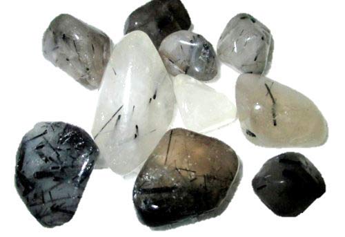 Jet Rutilated Quartz Tumbled Stone 100 Grams Approx. 0.75" to 1"inch Genuine Free Booklet Jet International Crystal Therapy w/Velvet Pouch