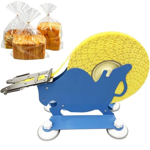 Plastikbeutel-Verschlussmaschine – Manuelle Edelstahl-Brotklammer-Versiegelung mit 4 Saugnäpfen & Kunststoff-Verschluss-Rolle für Bäckerei & Keksverpackung