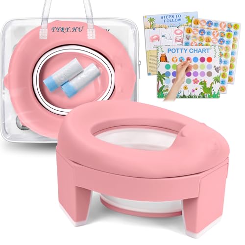 TYRY.HU Pot Bebe Toilette 3-in-1 Reducteur Toilette Enfant Wc Petit Pot Voyage EVA Souple Siège Rehausseur Cuvette Bébé Avec Sac pour Garçon et Fille...
