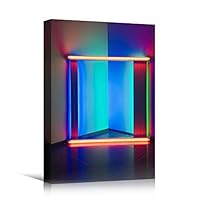 Canvas Wall Art Light Patterns Abstract Colorful Geometric Hallway Minimalist Mixed Media Multicolor Patterns - 12x18 inches