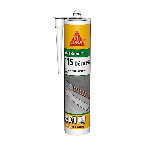 SIKA - Colle d'agencement - SikaBond 115 Déco Fix, Blanc - Colle à maintien immédiat - Intérieur et extérieur abrité - Multi-supports - Remplace clous et...