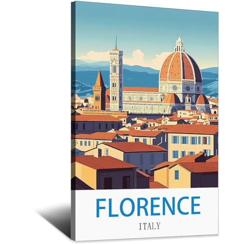 Poster de voyage Florence vintage 50x75 cm pour decoration salon style italien