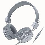 BASEMAN Wired Headphones with Microphone - Foldable Wired On-Ear Headphones for Laptops Computer Cel