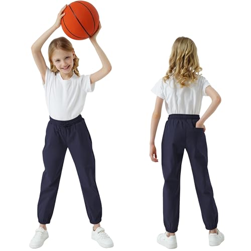 qbk school joggers for boys - elastic waist dress jogger uniform pants with drawstring