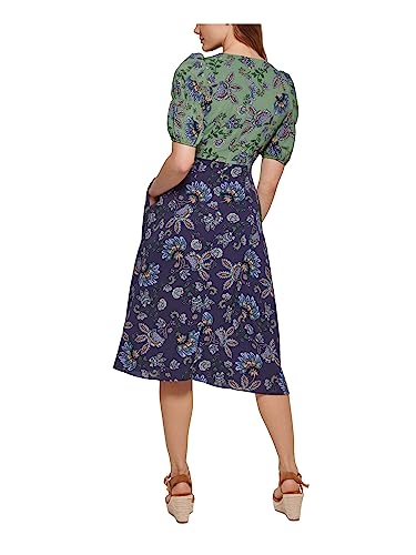Vince Camuto Women's Casual Midi Shirt Dress, Green Multi, 12 #TOP1