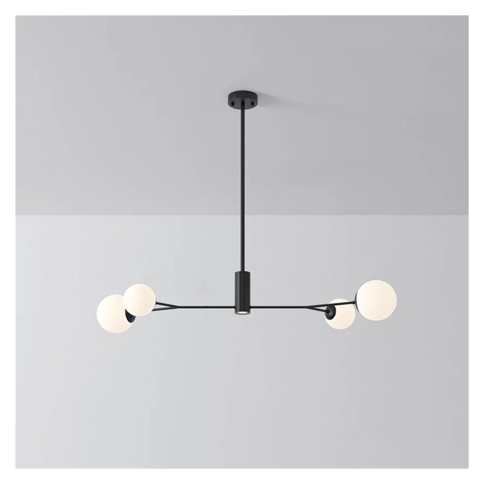 Lustre table à manger moderne LED, suspension de plafond boule de verre et dorée 110 cm
