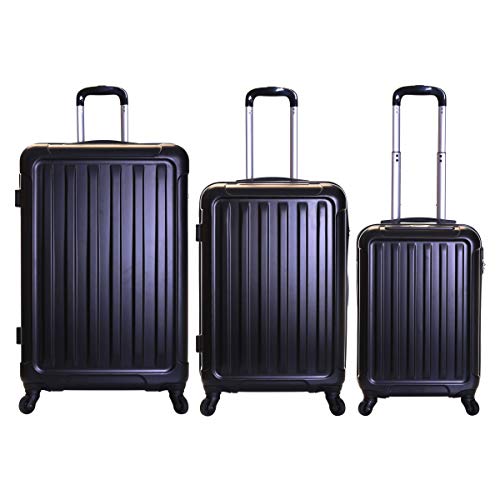 Slimbridge Valise Rigide à roulettes pivotantes de qualité supérieure avec Serrure intégrée - Ensemble Lot de 3 valises rigides pièces, Lydd Noir