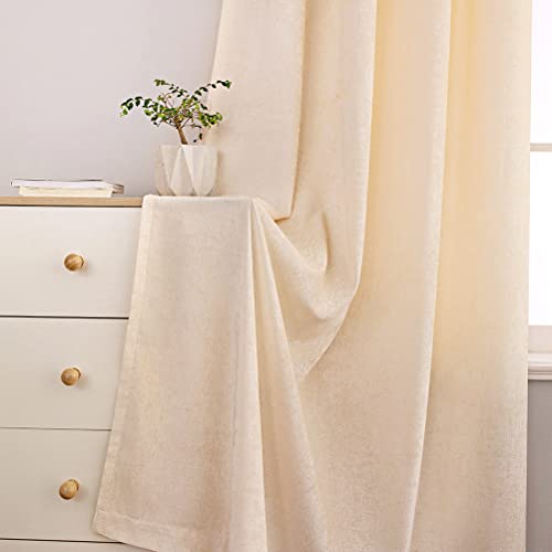 Elkca Beige Double-Sided Chenille Curtains For Living Room Modern Window Treatment For Bedroom Curtain,Grommet Top,2 Panels (Beige, 52" W X 84" L) #TOP4