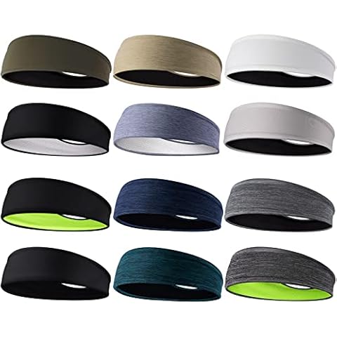 Braylin Sweatbands for Men, 12-Pack Headbands for Men, Men's Headbands for Sport, Sweat-Wicking, Non-Slip One Size Fits Most Cover