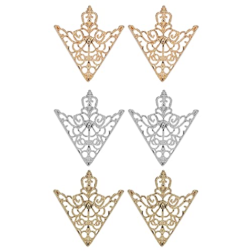 3 paires de chemise, col de chemise, chemise, épingles col chemise broche triangle broches accessoires palais rétro creux col chemise broche broche boucle, Métal Cover