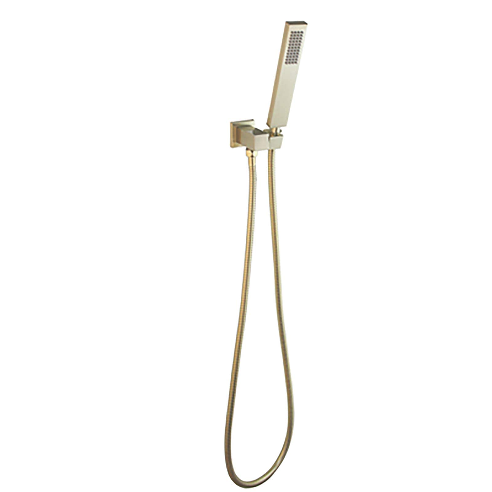 Cabezal de ducha de mano cuadrado para baños modernos con manguera y soporte