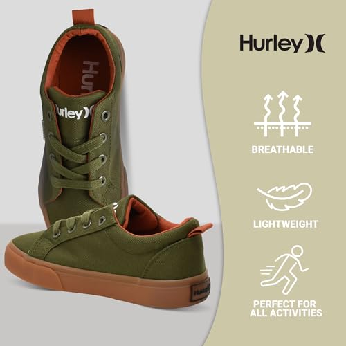 Image of Hurley Kids Finn Sneakers - Canvas Skate Shoes for Kids, Low Cut Tennis Shoes for Girls and Boys