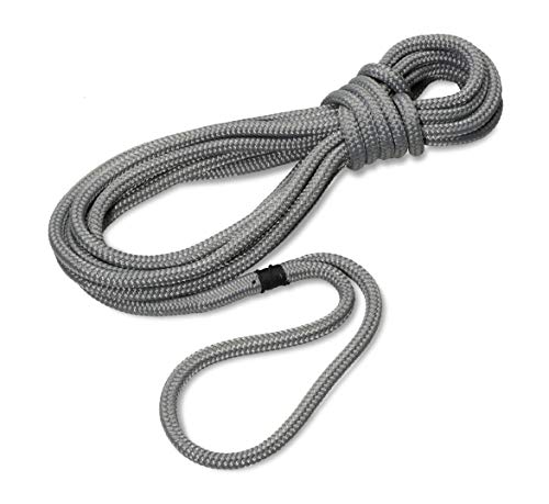 Seilflechter - Festmacher 12mm Ø, 12m Länge, 40 cm Auge gespleißt & getakelt, Taifun Festmacherleine fürs Boot in Silbergrau, 2500 daN