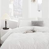TEALP Bohemian Tufted Tassels Doona Duvet Cover Set Queen, 100% Washed Microfiber Bedding Sets, Boho
