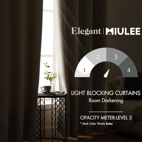 MIULEE Blackout Curtains for Bedroom Living Room Thermal Insulated Room Darkening Grommet Top Solid Light Blocking Drapery Set of 2 Window Panels 52 x 72 Inches Natural