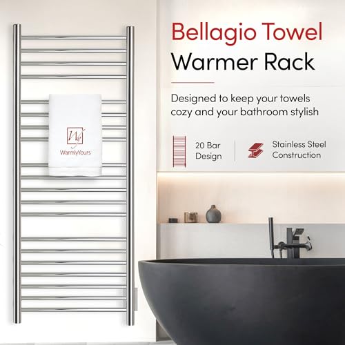 WarmlyYours Bellagio Heated Towel Rack, 20 Bars, Polished Steel - image 5