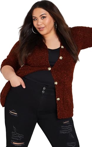 Image of Avenue Women's Plus Size Cardigan - Amber Boucle