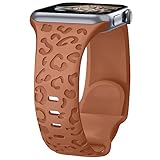 Alibaydoo Leopard Engraved Silicone Watch Band for Apple Watch Band 38mm 40mm 41mm 42mm 44mm 45mm Women Men,Waterproof Cheetah Sport Strap Wristbands for iWatch Series 8 7 6 SE 5 4 3 2 1