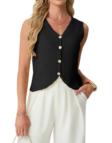 GRECERELLE Women's Summer Sleeveless V Neck Sweater Vest Knit Tank Top — view 4
