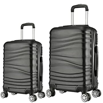 Kit Mala de Viagem 2 Peças Bordo e Média - C/ 4 Rodinhas 360º Preto