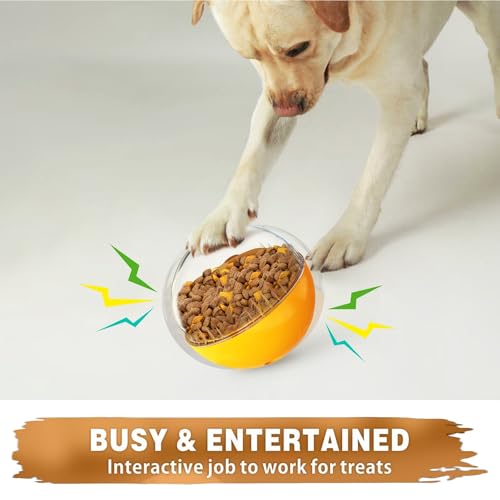 Enrichment Interactive Dog Treat Toy - Level 1 Mental Stimulation for Dogs, Dog Toys for Boredom Busy (Beginner-Orange 5.6" Squeaky Ball)