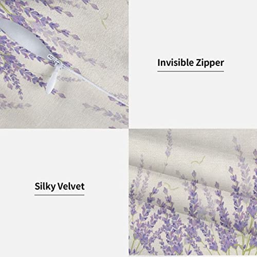 Sunshineyan Spring Lavender Pillow Cover 18X18 Set Of 2, Farmhouse Purple Lavender Floral Throw Pillow Covers Watercolor Flower Linen Cushion Cases For Home Sofa Outdoor Decor #TOP3