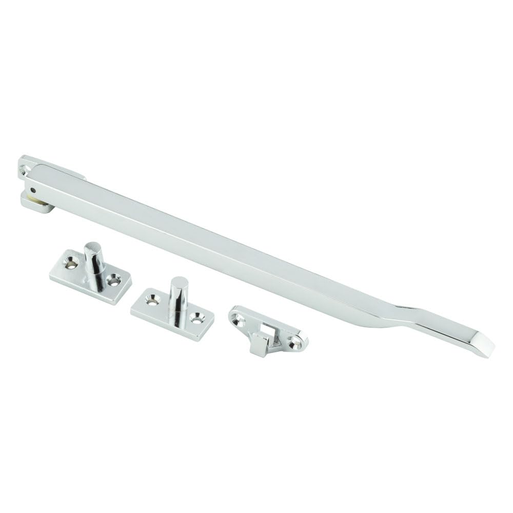 Ironmongery Solutions® Modern Non Lockable Casement Stays Solid Brass Adjustable Window Stays for Timber Frames Fixings Included (Polished Chrome)