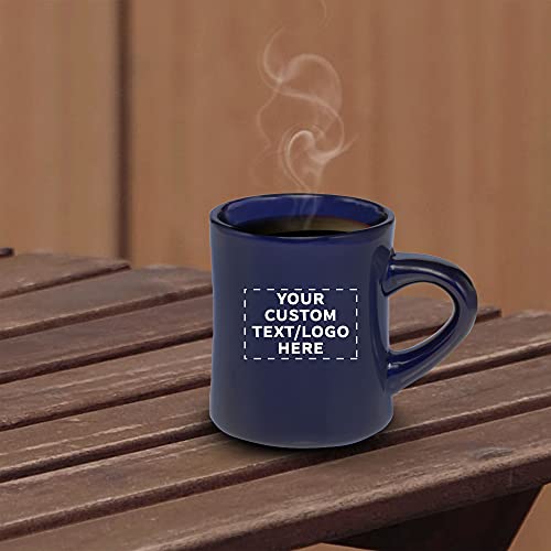 Juego de 10 mugs cerámicos azules de 12 oz con agarre grueso miniatura 6