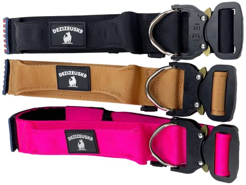 Tactical Dog Collar 1.5" Inch - Wide Thick Heavy Duty Nylon - Quick Release Metal Buckle Integrated Steel D-Ring - Usa Flag Patch - Control Handle - Flat Collars For Medium - Xl Working K9 Or Pet Dogs #TOP5