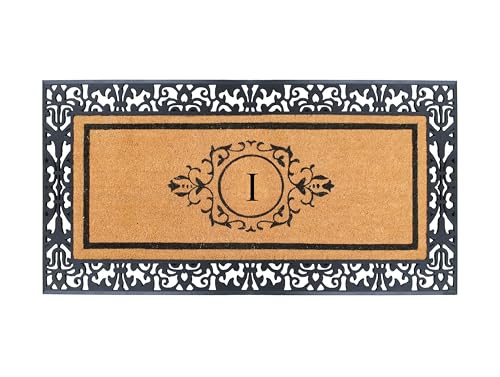 A1HC Natural Coir Monogrammed Doormat for Outside Front Door Mat 30"x60", I
