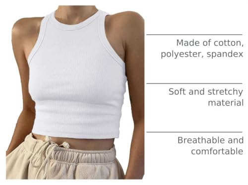 Image of Artfish Women Casual Basic Sleeveless High Neck Rib-Knit Y2k Crop Tank Top